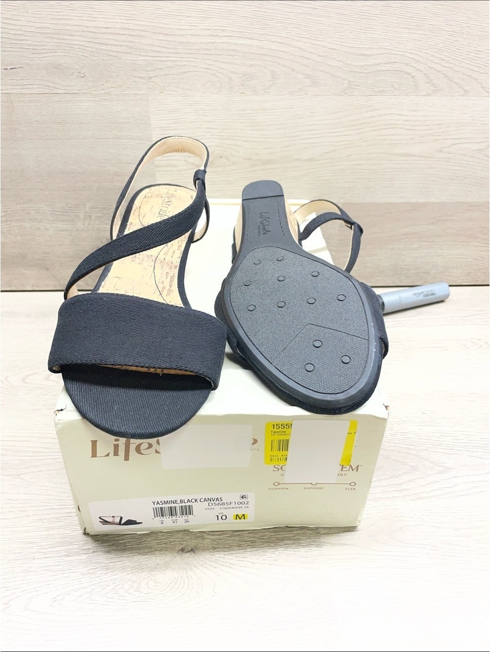 Life Stride Black Crisscross Slingback Canvas Sandals - Women #222